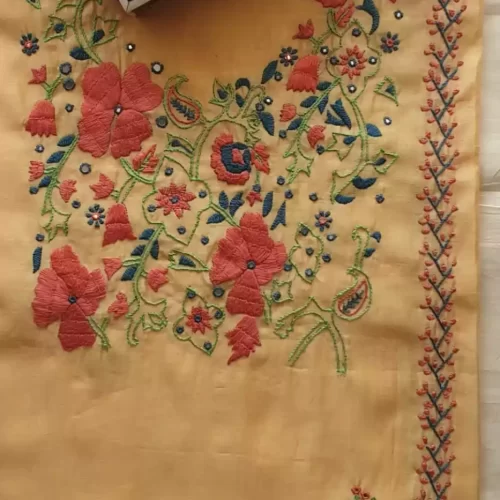 Chanderi silk satin work kurti fabric