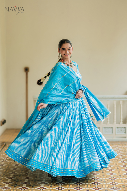 Elegant ethnic outfit with mirror work jewelry