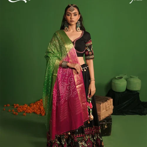 Black Multicolor Embroidered Garba Chaniya Choli
